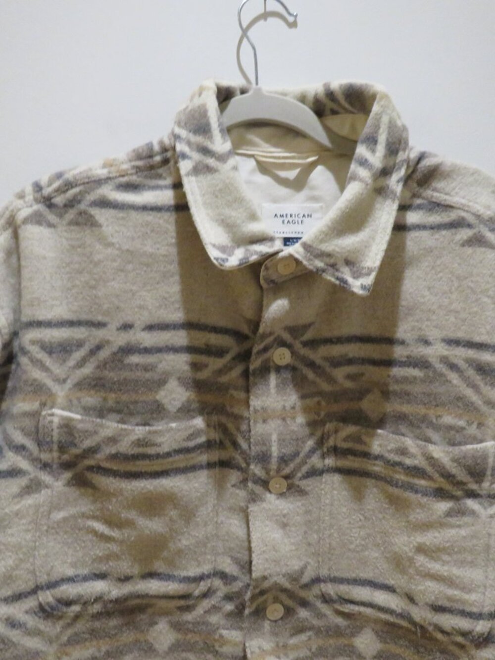AMERICAN EAGLE Aztec Southwestern Shirt Shacket Jacket Cocoa Cream Large Outdoor - Picture 5 of 15